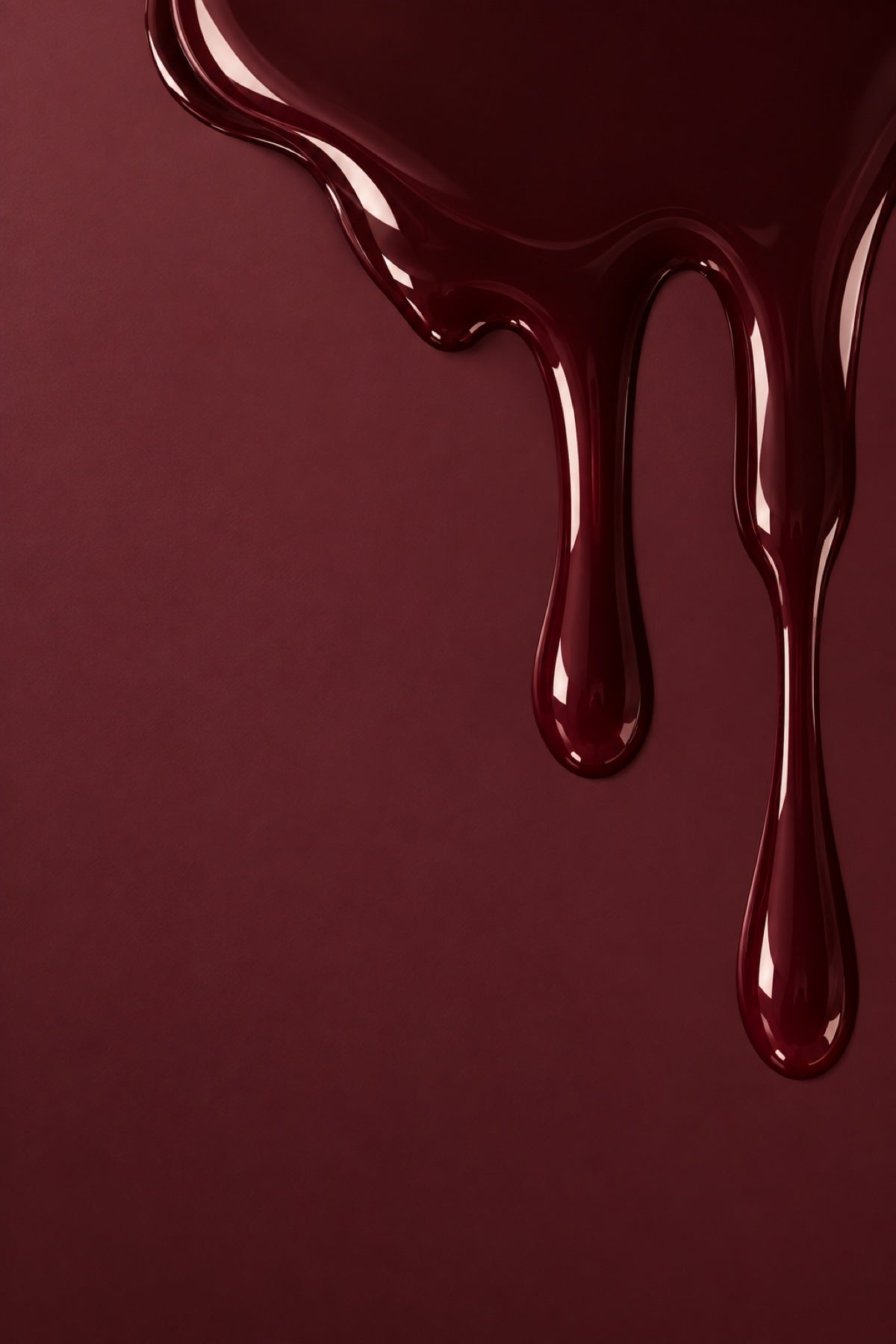 Glossy deep-cherry lacquer in flowing folds.